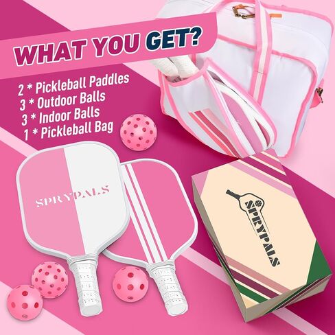 Pickleball Paddles with Pickleball Bag,USAPA Approved Lightweight Fiberglass Pickleball Set of 2 with 6 Pickleballs,Pickleball Rackets with Ergonomic Grip Gifts for Women Men Beginners Professional in Saudi Arabia