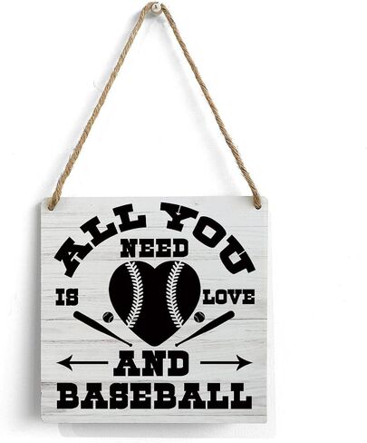mmiishe Baseball Lover Wooden Sign Home Wall Decor 7 X 7 Inch All You Need is Love and Baseball Wood Rustic Hanging Sign in Saudi Arabia