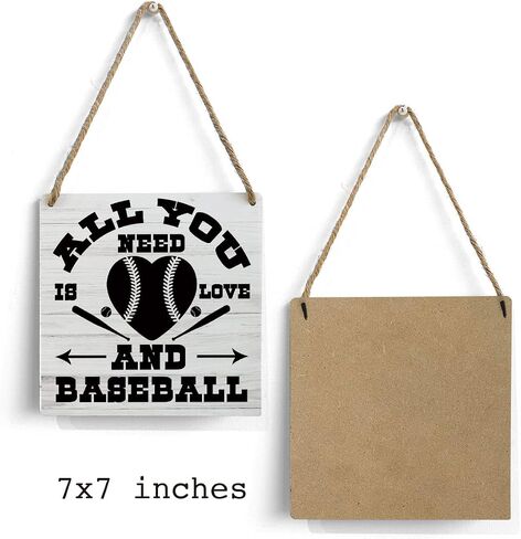 mmiishe Baseball Lover Wooden Sign Home Wall Decor 7 X 7 Inch All You Need is Love and Baseball Wood Rustic Hanging Sign in Saudi Arabia