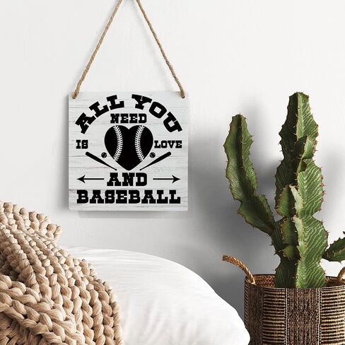 mmiishe Baseball Lover Wooden Sign Home Wall Decor 7 X 7 Inch All You Need is Love and Baseball Wood Rustic Hanging Sign in Saudi Arabia