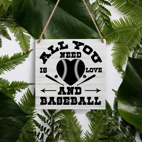 mmiishe Baseball Lover Wooden Sign Home Wall Decor 7 X 7 Inch All You Need is Love and Baseball Wood Rustic Hanging Sign in Saudi Arabia