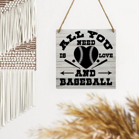 mmiishe Baseball Lover Wooden Sign Home Wall Decor 7 X 7 Inch All You Need is Love and Baseball Wood Rustic Hanging Sign in Saudi Arabia