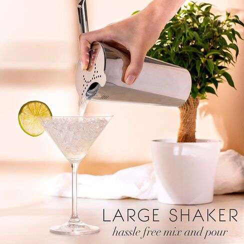 Cocktail Shaker Set - Boston Style Shaker Kit with: Elegant Gift Box, Storage Pouch, Recipe Book and All Essential Drink Accessories | Great Gift for him in Saudi Arabia