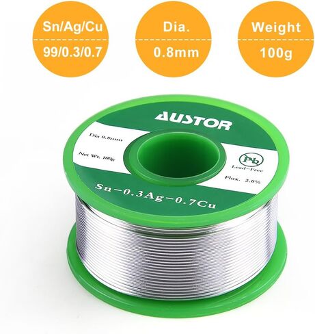 AUSTOR 0.8mm Lead Free Solder Wire with Rosin Core, 100g in Kuwait