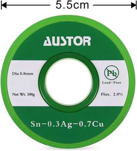 AUSTOR 0.8mm Lead Free Solder Wire with Rosin Core, 100g in Kuwait