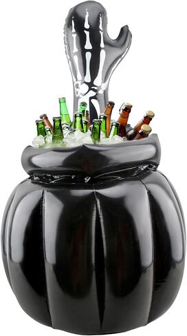 مبرد الهالوين العملاق القابل للنفخ على شكل هيكل عظمي مرجل مبرد مشروبات مبرد لحفلات الهالوين الخارجية والداخلية ذات سعة كبيرة لتزيين دلو الثلج in Kuwait