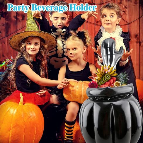 مبرد الهالوين العملاق القابل للنفخ على شكل هيكل عظمي مرجل مبرد مشروبات مبرد لحفلات الهالوين الخارجية والداخلية ذات سعة كبيرة لتزيين دلو الثلج in Kuwait