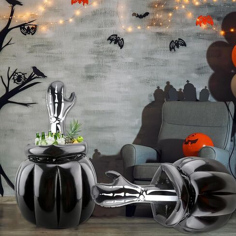 مبرد الهالوين العملاق القابل للنفخ على شكل هيكل عظمي مرجل مبرد مشروبات مبرد لحفلات الهالوين الخارجية والداخلية ذات سعة كبيرة لتزيين دلو الثلج in Kuwait