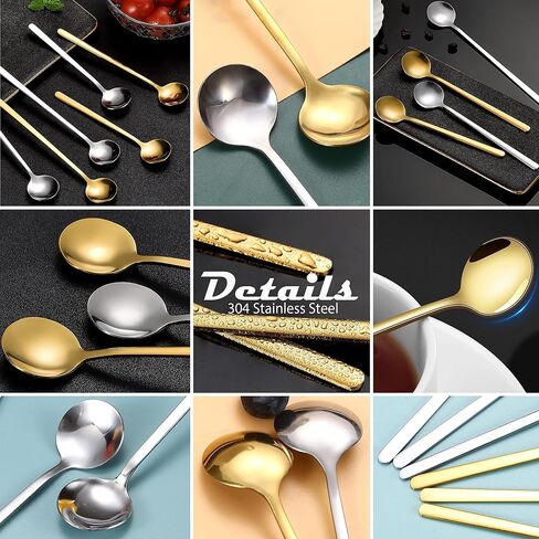9 PCS Coffee Spoons Espresso Teaspoon, PBIEHSR Stainless Steel Tea Spoon Two Different Lengths Dessert Spoons for Stirring Drink Mixing Milkshake (Gold) in Saudi Arabia
