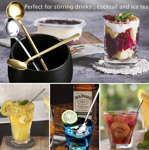 9 PCS Coffee Spoons Espresso Teaspoon, PBIEHSR Stainless Steel Tea Spoon Two Different Lengths Dessert Spoons for Stirring Drink Mixing Milkshake (Gold) in Saudi Arabia