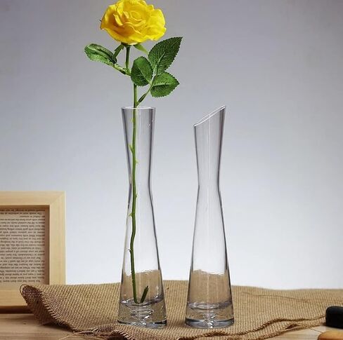 20cm Clear Bud Vase Small Glass Flower Vase Vintage Wedding Table Decor Single Stem Vase for Home Office Wedding Decor in Kuwait