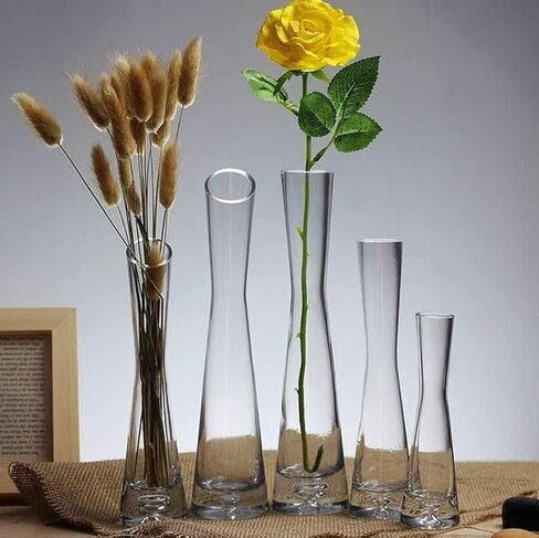 20cm Clear Bud Vase Small Glass Flower Vase Vintage Wedding Table Decor Single Stem Vase for Home Office Wedding Decor in Kuwait