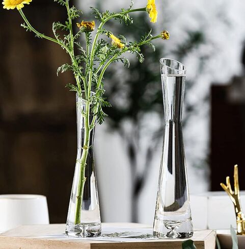 20cm Clear Bud Vase Small Glass Flower Vase Vintage Wedding Table Decor Single Stem Vase for Home Office Wedding Decor in Kuwait
