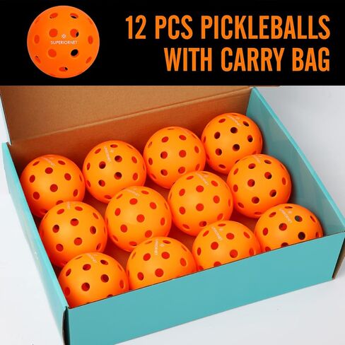 Pickleball Balls, 40 Holes, 12 Pack Set Pickleballs for Indoor and Ourdoor Playing in Saudi Arabia