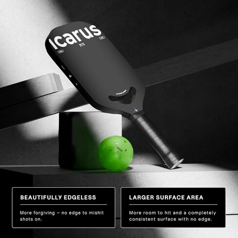 Pickleball Paddle Thermoformed & Edgeless | Icarus by Nicol | Micro Gritted Carbon Fiber Racket for Enhanced Spin & Control - Aerodynamic Paddles for Fast, Powerful Swings in Saudi Arabia