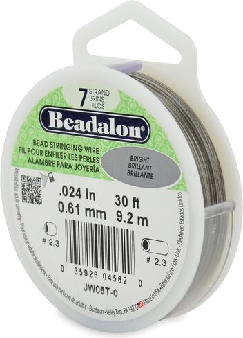 سلك خيط من الفولاذ المقاوم للصدأ من Beadalon بطول 7 أمتار 0. 015 بوصة، أبيض in Kuwait