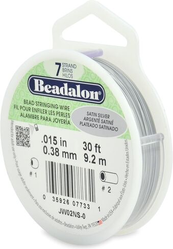 Beadalon 7-Strand 0.015" (0.38 mm) 30 ft (9.1 m) White Bead Stringing Wire in Kuwait