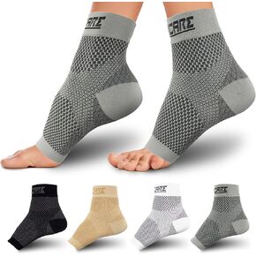Compression Socks for Women & Men Open Toe (1 Pair) - Best Ankle Compression Sleeve for Swelling, Achilles Tendonitis, Heel Pain & Plantar Fasciitis Relief, Beige, Large