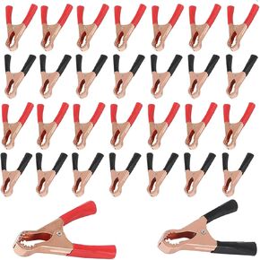30PCS 50A 80MM Insulated Alligator Clips Electrical Black Red Heavy Duty Alligator Clamps for Automotive Truck Battery Electric Test(Red & Black)