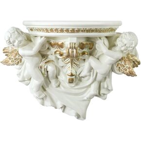 FYWMXIAJG Winged Angels Shelf Cherubs Cupid Wall art Wall Hanging Ornate Sculpture Angel Wall Decor for Collectable Figurines (White with Golden)