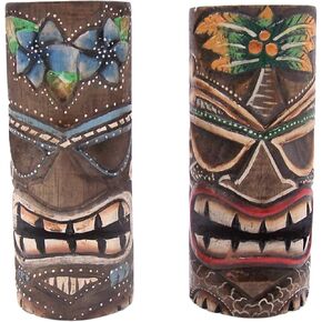 تماثيل خشبية تيكي مطلية، قائمة بذاتها، ديكور للشاطئ، مجموعة من لونين متنوعين، ارتفاع 20.32 سم in Kuwait