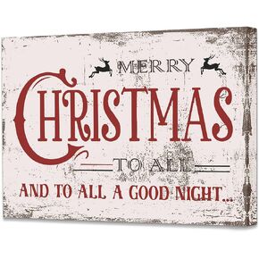 Pugwak Vintage Merry Christmas Wall Art Canvas Prints - Rustic Christmas deer Wall Decor Framed Canvas Retro Christmas Wall Art Painting Artwork for Home Bedroom Living Room Office Decor 11×14 Inch