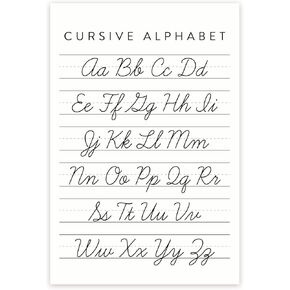 Cursive Alphabet Poster - Learn To Write Classroom Poster - Handwriting Practice - Cursive Writing Visual Aid - 12 x 18 Inch Poster - Unframed - Premium 100lb Gloss - Made In USA - BMCP0445