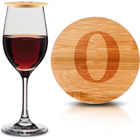 Personalized Wine Glass Charcuterie Topper - Custom Laser Engraved Initial Bamboo Wine Glass Topper Stopper Coasters Plate ID Identification Wine Glass Charcuterie Board Topper (Letter S)
