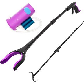 مجموعة Luxet 3in1 Combo Hip Kit طويلة قابلة للطي 32 بوصة خفيفة الوزن وقبضة قوية مع طرف مغناطيسي، متعددة الأغراض قابلة للطي، أداة مساعدة في ارتداء الملابس، عصا قرن حذاء فاخرة، جورب يساعد على السحب على المساعد باللون الوردي in Kuwait