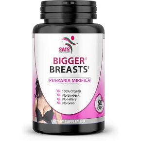 Bigger Breasts by SMS Pueraria Mirifica Supplement 500mg Root Extract Powder Veggie Capsules Promotes Women's Health, Organic Natural Herbal 60 Capsules