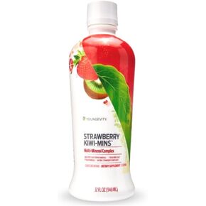 Youngevity Strawberry Kiwi-Mins Plant Derived Multi-Mineral Complex - Made From Humic Shale - Liquid Colloidal Form - Kid Friendly Taste - (32oz)