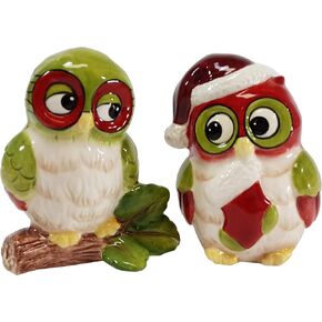 Cosmos Gifts Ceramic Seasonal Owl Salt and Pepper Set, 3-Inch