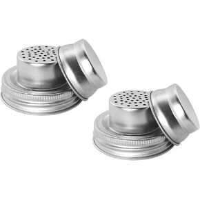 2pcs Stainless Steel Mason Jar Shaker Lids Mix Spices, Dredge Flour, Sugar & More