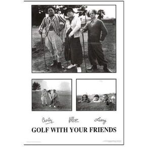 Buyartforless Golf with Your Friends - The Three Stooges 36x24 Art Print Poster Classic Comedy Humor Funny Movie Still Photographs,Black, White, Gray,SB P1224A, 24.00" x 36.00"