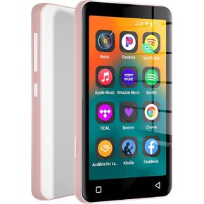 80GB MP3 Player with Bluetooth and WiFi, MP4 MP3 Player with Spotify,Spotify Kids,4" Music Player with Pandora, Audible, MP3 Player with Speaker (Pink_White)