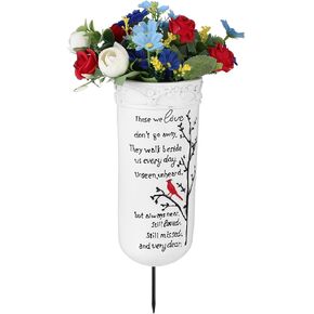 Cardinal Memorial Cemetery Vases with Spikes Garden Vase Stake Cardinal Planter Memorial Gifts for Loss of Loved One Grave Marker Cemetery Decoration