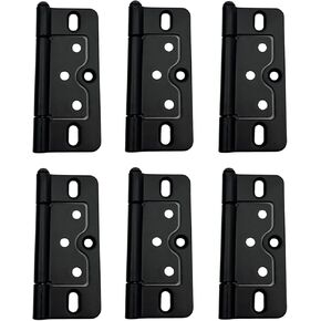 6 Pack Non-Mortise Door Hinges, 3" x 1.4" Stainless Steel Closet Door Hinges Heavy Duty Chest Hinges Bifold Door Hinges with Mounting Screws(Black)