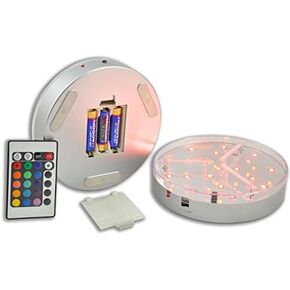 Under Vase Led Light Base 3aa Battery Operated 6" LED Coaster Centerpieces Lighting with 31pcs LEDs for Hotel Home Events Wedding Celebrations Floral Arrangements Vase Crystal Lighting (Warm White)