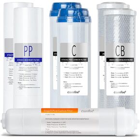 COMFEE' Reverse Osmosis Water Filter Replacement CMP10-F, Replacement Filter Set for 5 -Stage Under Sink RO Water Filtration System CMP10 White 9.92 * 2.74 * 2.74 inches