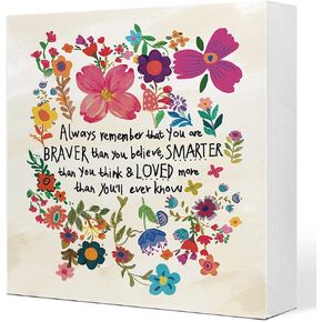 It's OK to Mental Health Wooden Sign Desk Decor,Hand Drawn Colorful Flowers Inspirational Wood Block Sign Desk Decorations for Home School Counseling Office Therapy Office Desk Shelf Table Decor