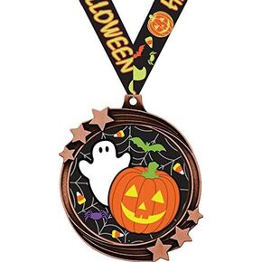 Halloween Pumpkin Prizes - 2.5" Halloween Star Medals for Pumpkin Carving, Costume Contests, and Halloween Awards Prime