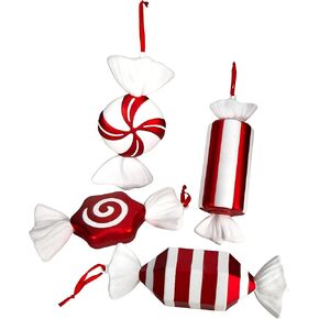Nearly Natural 12in. Jumbo Assorted Candy Holiday Christmas Deluxe Shatterproof Ornament Set of 4