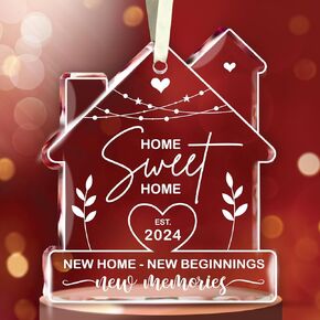 NewEleven House Warming Gifts New Home, New Home Ornament 2024, New Home Gift Ideas Decor- Welcome Home Gifts, Housewarming Gifts New Home, Best Housewarming Gifts 2024 - Glass Ornament