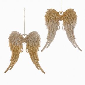 Kurt Adler T2098GOS Gold/Silver Glitter Angel Wings Ornament - 2 Assorted