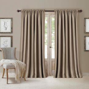 Elrene Home Fashions All Seasons Energy Efficient Room Darkening Rod Pocket Window Panel, 52" x 84" (1), Taupe