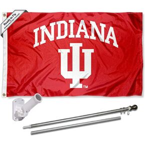 College Flags & Banners Co. Indiana Hoosiers Flag with Pole and Bracket Kit