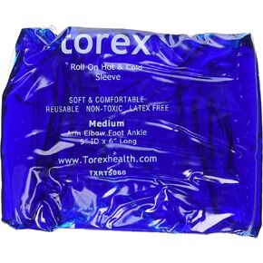 Torex Professional Hot and Cold Therapy - Roll-On Compression Sleeve (Medium) - Reusable Gel Ice Pack for Calf, Knee, and Thigh - fits 10" to 15"