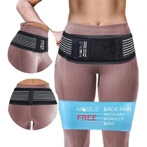 Si Joint Belt for Women & Men + Resistance Band w/ Back Recovery Workout Plan - Anterior Pelvic Tilt Corrector - Trochanteric Belt for Women & Men - Si Belt for Lower Back Support - Sacroiliac Belt