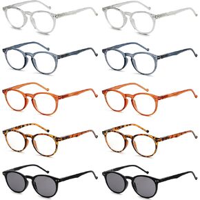 GUD 10 Pack Oversize Reading Glasses for Women With Spring Hinges(Include 2 Pairs Reading Sunglasses)