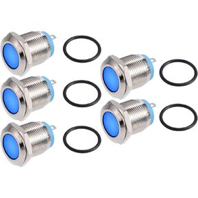 X AUTOHAUX 5 Pcs LED Indicator Light 22mm 12V AC DC Metal Shell Waterproof Pilot Dash Signal Lamp for Car Truck Boat Internal Red